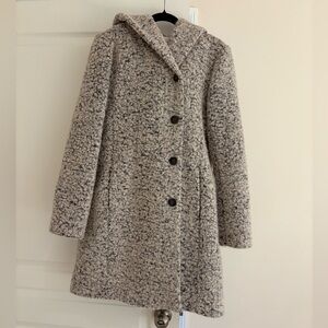Cole Haan Signature Hooded Boucle Wool Blend Coat